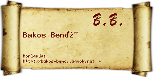 Bakos Benő névjegykártya